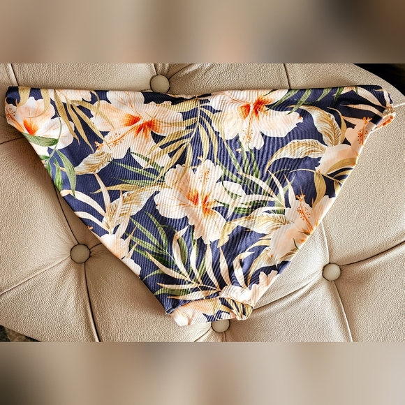 H&M Floral Tropical Orange Bikini Bottom Swimwear Briefs Cheeky Size 12 - Picture 3 of 4